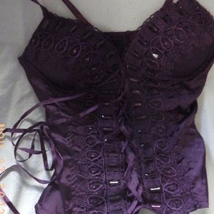 Purple Womens Medium Satin Silk Chamise Bustier